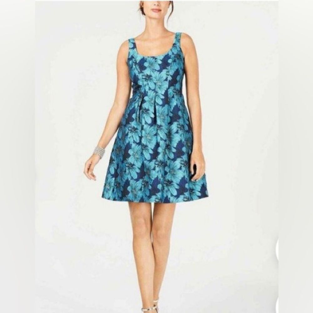 Pappagallo Floral Dress Women Blue Fit & Flare Fairy Coquette Sz 4